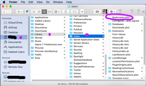 Mac Library Folder - Safari Bookmarks